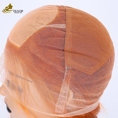 Màu cam thực tế tóc con người tóc giả Full Lace 27 mật ong vàng 180% mật độ