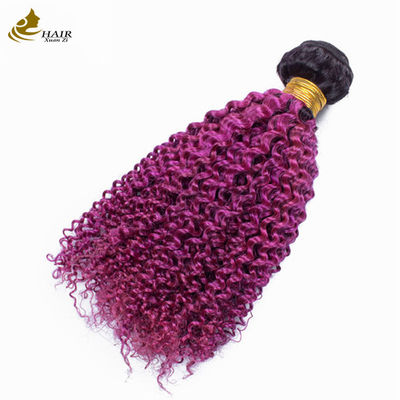 Afro Kinky Curly Dark Root Purple Ombre Virgin Human Hair Bundles Để bán
