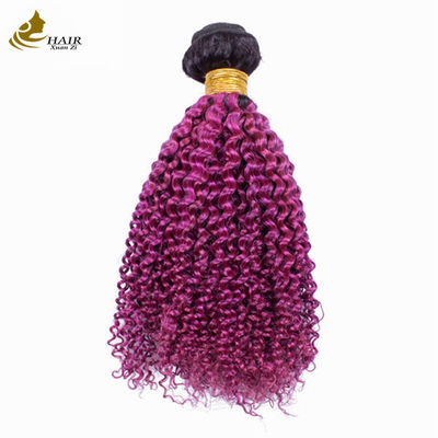 Afro Kinky Curly Dark Root Purple Ombre Virgin Human Hair Bundles Để bán