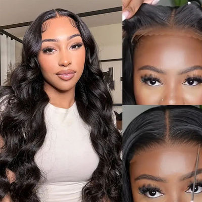 Không keo tùy chỉnh tóc con người Peruk thân sóng phía trước tóc lát Peruk bán