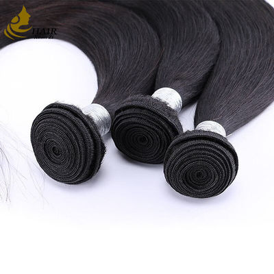 Trải nghiệm sang trọng thẳng màu đen tự nhiên thật Virgin Human Hair Bundles Extensions