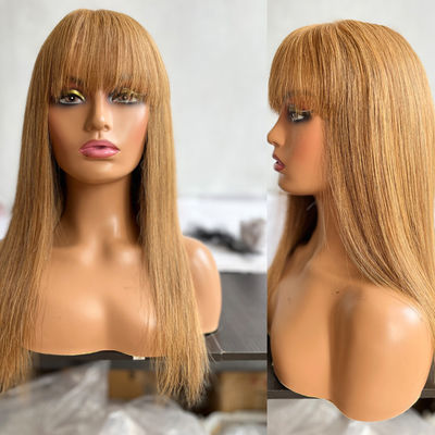 Đẳng 27# Màu tóc con người Brazil Virgin Wigs mặt trước với Bangs