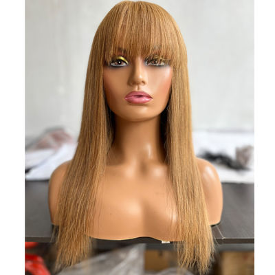 Đẳng 27# Màu tóc con người Brazil Virgin Wigs mặt trước với Bangs