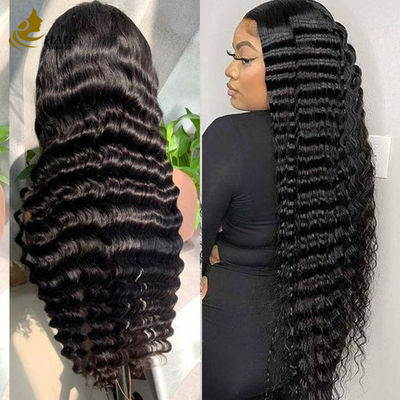 13 * 4 Đá sâu Curly Wave tóc con người tóc giả màu đen tự nhiên tóc giả Virgin