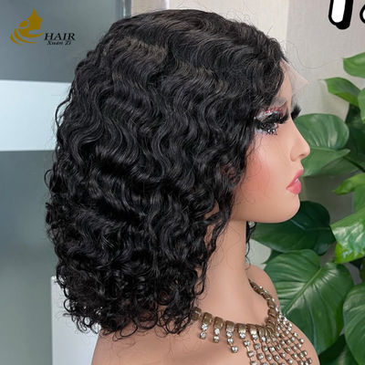 12 Inch không keo 5 * 5 Mặt trước tóc người tóc tóc giả nước sóng không keo lụa trên cùng đầy đủ tóc giả tóc giả