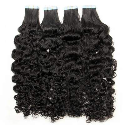 20 Inch Natural Black Water Wave Tape In Human Hair Extensions (Băng băng sóng nước đen tự nhiên 20 inch)