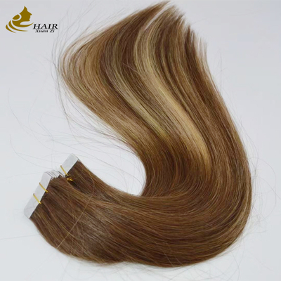 Popular Skin Weft Straight 100% Remy Human Hair Tape Hair Extensions Cuticle Lớp tóc trinh nữ