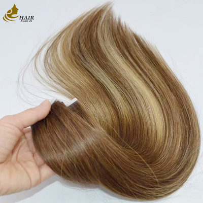 Popular Skin Weft Straight 100% Remy Human Hair Tape Hair Extensions Cuticle Lớp tóc trinh nữ