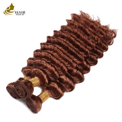 Peruvian Hair Deep Curl Copper 33# Brown color virgin Human Hair weft Bundles