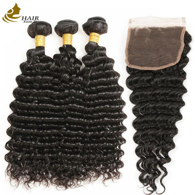 Best Quality Rose Curl Weave Human Virgin Hair Deep Wave Bundles with Closure